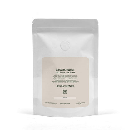 GROWND Decaf Kaffee – Verpackungsrückseite Master Label Design alle Sorten