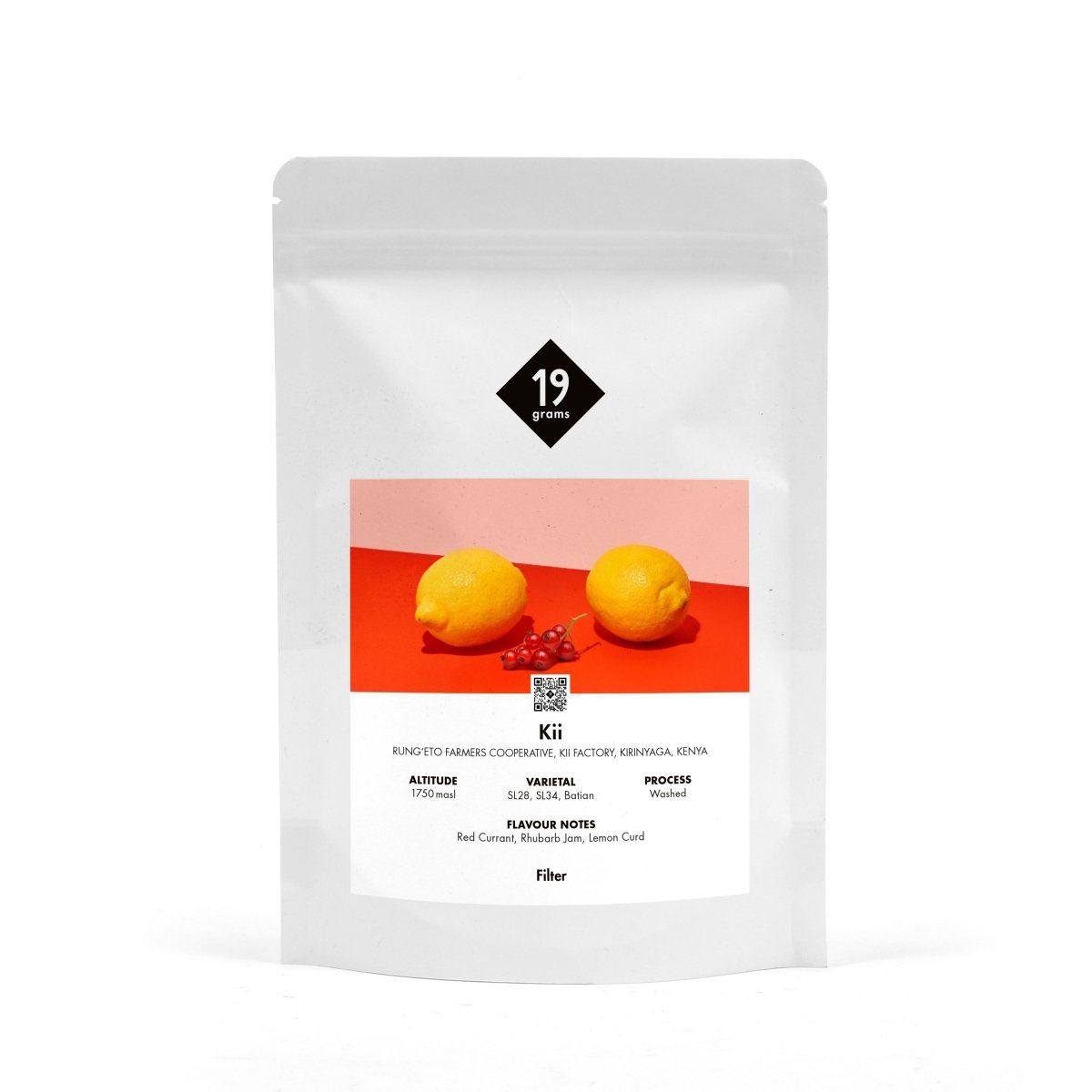 19grams Kii Filterkaffee Kenia Verpackung – Specialty Coffee mit Aromen von Red Currant, Ananas und Lemon Curd