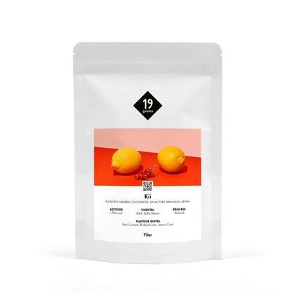 19grams Kii Filterkaffee Kenia Verpackung – Specialty Coffee mit Aromen von Red Currant, Ananas und Lemon Curd